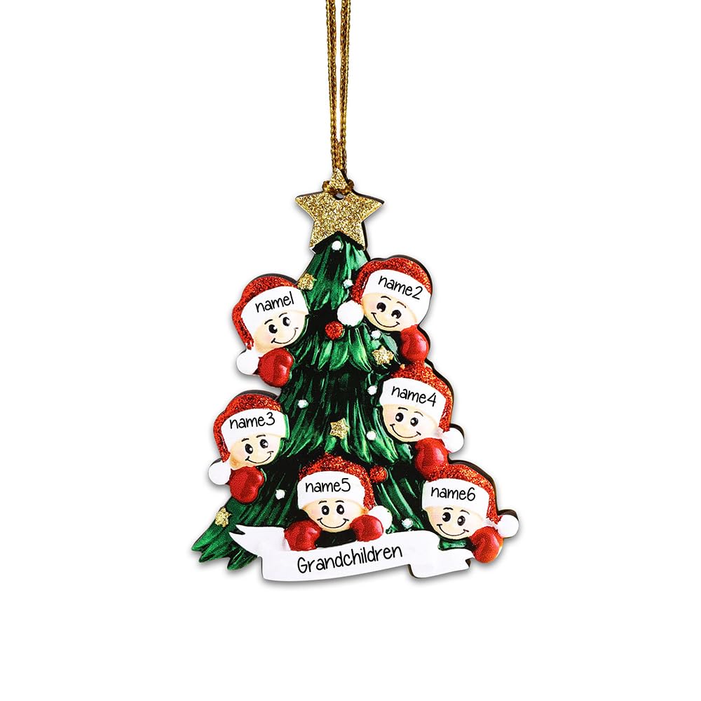 kaululu Personalised Christmas Tree Decorations Wood Pendant Christmas Ornaments with Names for Home,Indoor New Year Gifts (Style 1, Name 6)