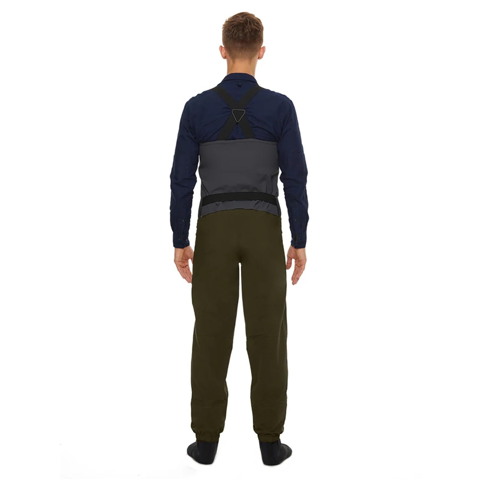 Tuta da Pesca Trampolieri da Pesca a Mosca da Uomo Abbigliamento Pantaloni da trampoliere in Vita Tessuto Impermeabile a Tre Strati con Calzini in Neoprene(S)