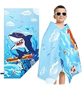 WERNNSAI Shark Kids Beach Towel for Boys, 30” x 60” Double-Sided Towels for Kids, Kids Beach Pool...