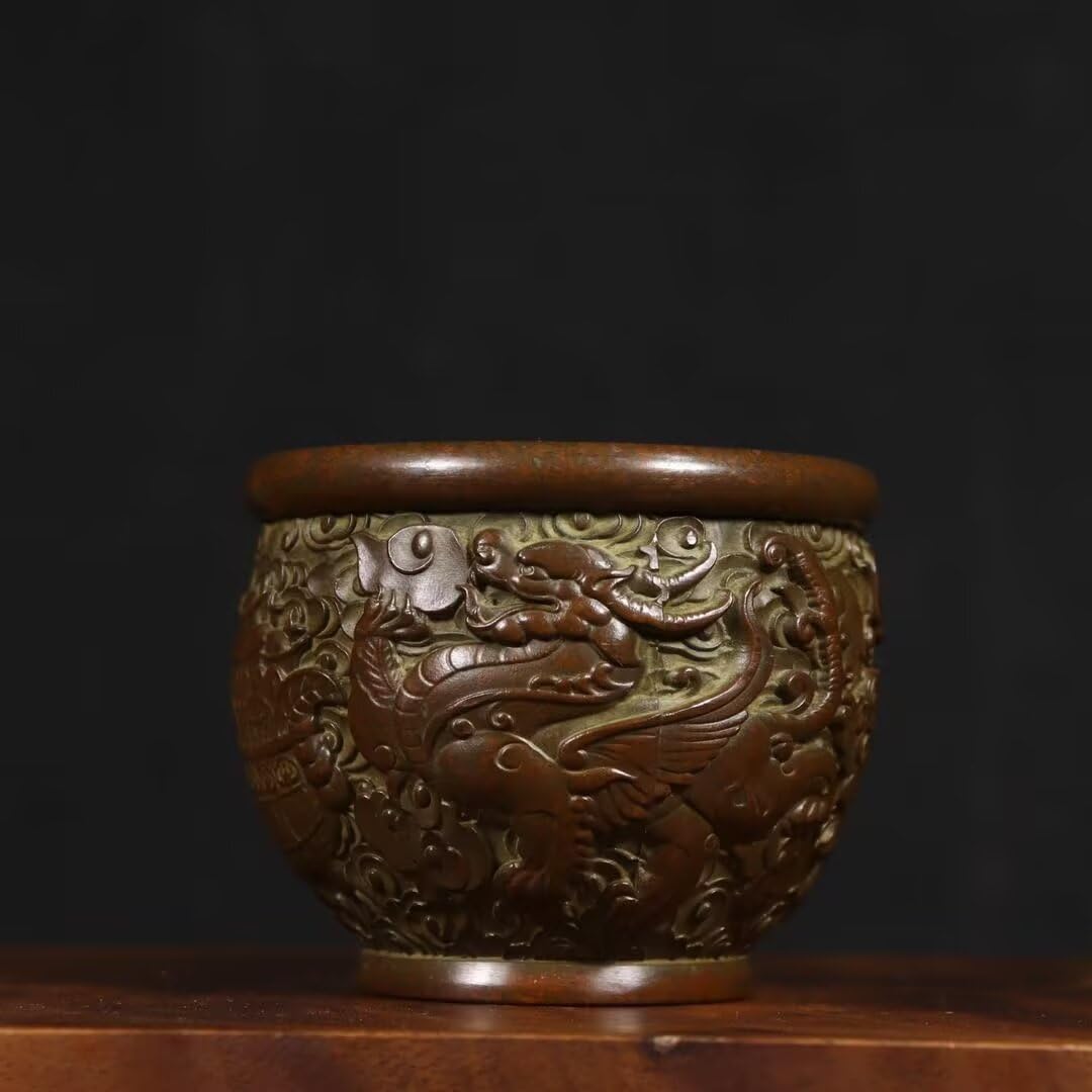 Dytartzx Pure Copper corporeal Statue Chinese Feng Shui Fortune Basin Bowl, Home Decoration Feng Shui Fortune