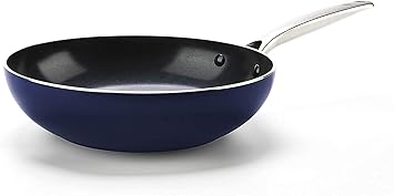 GreenPan Ceramic Non-Stick Pan, Aluminium Coating Pan Open Wok (Blue Diamond)