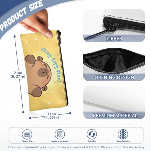 Image of Kawaii Capybara Pencil Case Lightweight Pencil Pouch with Zipper Kawaii Pen Organizer for Toddlers Girls Cute Crayon Pouch for Painting Lesson