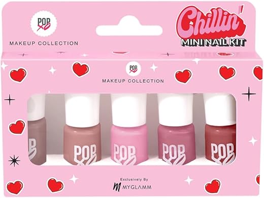 MyGlamm POPxo Makeup Collection Glossy Finish, Chillin’ Mini Nail Kit, Paraben Free, Long Lasting Formula, 5 in 1 Combo