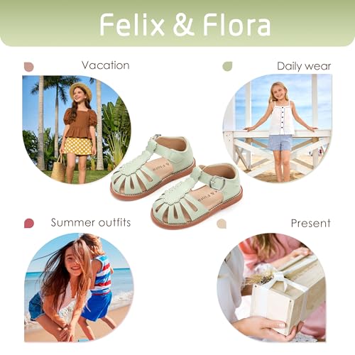 Image of Felix & Flora Toddler Girls Sandals Soft Rubber Princess Flat Shoes Flower Girl Shoes