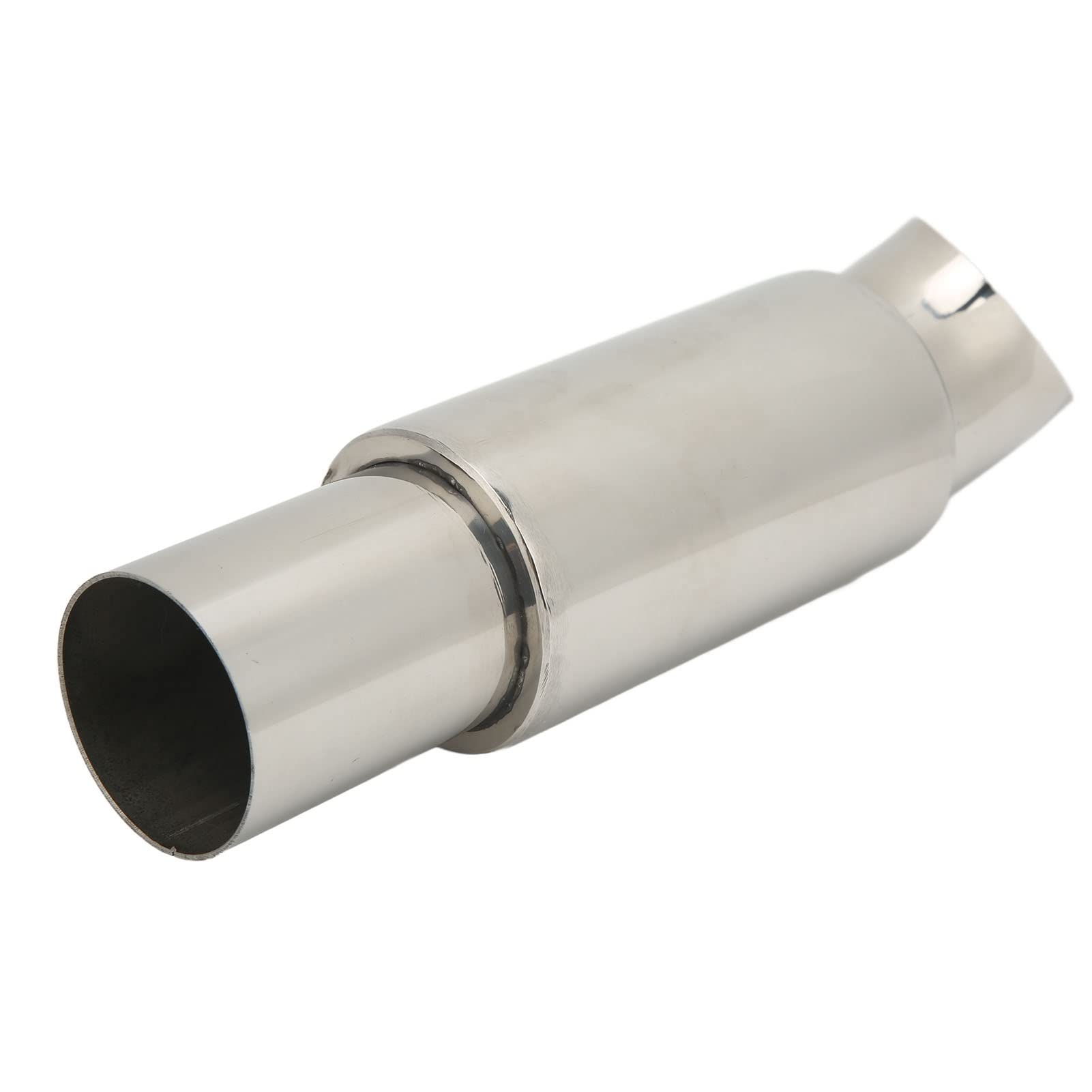 Punta del Silenziatore di Scarico Dell'auto, Tubo del Silenziatore di Scarico Dell'auto 51mmx63mm Ingresso Rotondo in Acciaio Inossidabile Argento Sostituzione Universale