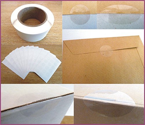 50mm (2 Inch) Round Circular Gloss Clear Transparent Seal Labels, Stickers for Packaging, Parcels, Boxes, Cartons and Envelopes (9000)