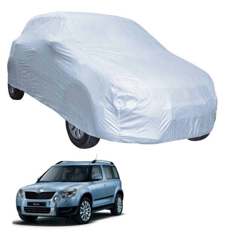 Image of Auto Hub Car Cover Compatible with Skoda Yeti with Weather Proof, Triple Stitched, Yeti Car Cover- Plain Silver