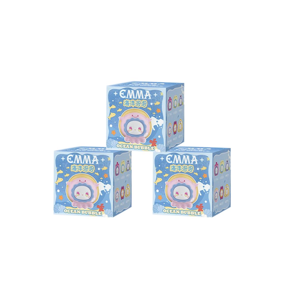 Emma Ocean Bubble Series Blind Box Action Figures Mystery Box Cute Random Toys Birthday Gift Christmas Collectible Toy for Desktop Ornaments, 3 PCS