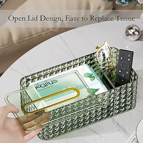 Shilanmei Multifunctional Acrylic Desk Organizer - Reusable Clear Facial Tissue Box Holder for Home Office Decorative (Green) - Cosy Home Interiors Shilanmei Multifunctional Acrylic Desk Organizer - Reusable Clear Facial Tissue Box Holder for Home Office Decorative (Green) - Image 2