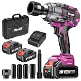 Uaoaii Cordless Impact Wrench Compact Size, 1/2 Power Impact Gun Brushless 420 ft-lbs (550N.m) w/ 4.0A Li-ion Battery, Fast Charger, Sockets, Drill & Screw Bits, 3 in 1 Multi-Function