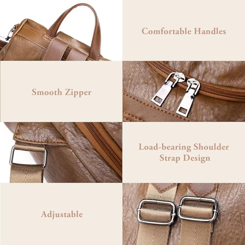 Puwuzixi Women Backpack Waterproof Anti-Theft Lightweight PU Fashion Travel Multipurpose Convertible Purse Shoulder Bag Handbag Backpack - Image 6