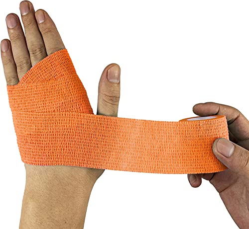Image of A-Tape Cohesive Crepe (5cm X 4.5 mtr, Pack of 2) Elastic Self Adherent Crepe Bandage Breathable Self Adhesive Cohesive Bandage for Humans & Pets (Dogs, Cats, Birds) (5 cm) (Orange)