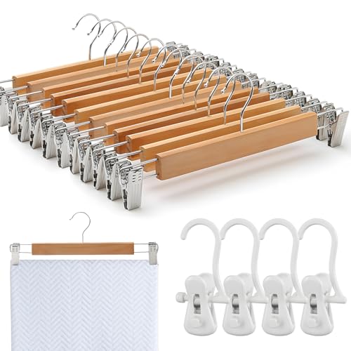 Listado de Ganchos para Faldas que Puedes Comprar On-line. 45 CSZWZYMXZG Ganchos para Ropa y Pantalones, 12 Piezas Organizador de Closet, Ganchos Rotativos 360° Antideslizantes, Incluye 4 Pinzas para Calcetines, Ahorra Espacio, Multiusos...