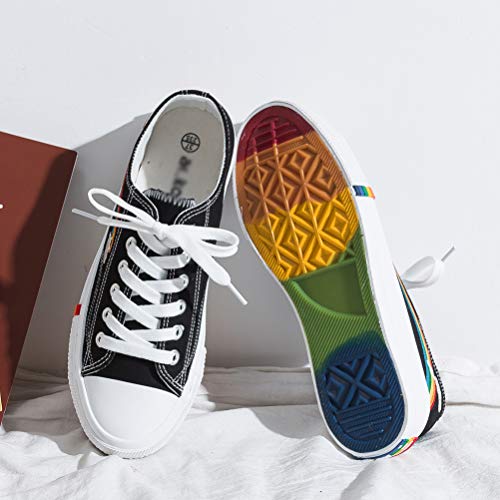 Frauen Regenbogen Muster Leinwand Schuhe Low Top Turnschuhe Schnüren Casual Sport Trainer Schuhe Frühling Herbst Mode Walking Walking Flats - Image 5