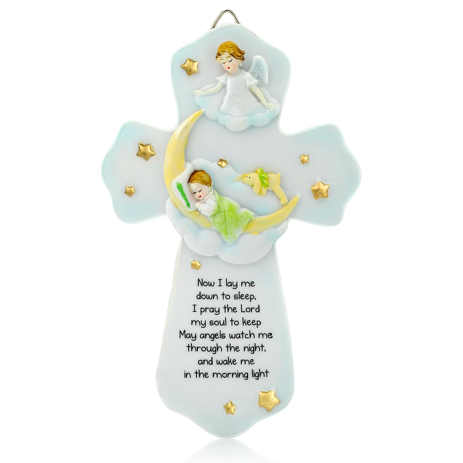 Guardian Angel Cross Wall Decor - Baptism Cross Gifts for Girl & Boy, Angel Baby Decor, Christening Gifts - Angelitos para Bautizo