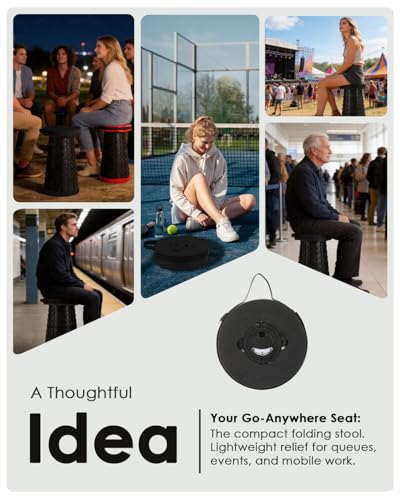 Image of 18-in Collapsible Stool,Portable Telescoping Seat for Adults,880lb Capacity