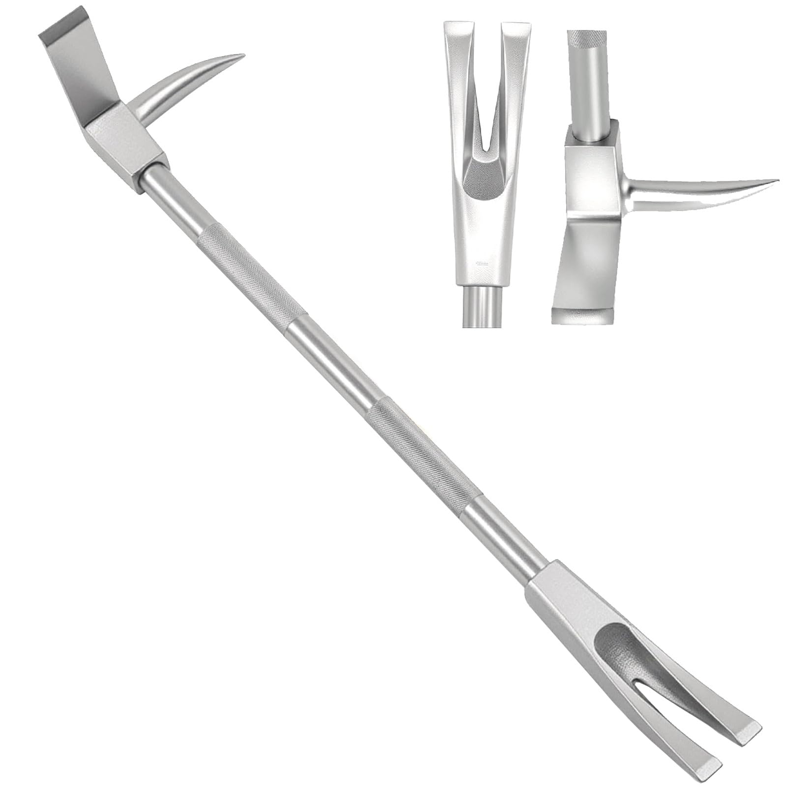 30-Zoll-Multifunktions-Halligan-Tool, robuster Aufbruch-Brecheisen, 3-in-1-Funktion (Flachkopf, Dorn, Gabel), geschmiedeter Kohlenstoffstahl, rutschfester Hebelgriff, für Abbrucharbeiten