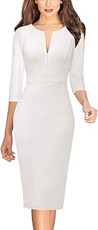 VFSHOW Womens Elegant Slim Zipper up Work Business Office Bodycon Sheath Dress