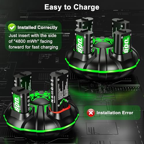 Image of Ukor Fast Charging 4x4800mWh Rechargeable Battery Pack with Charger for Xbox Controller Rechargeable Batteries Xbox for Xbox One & S & X & Elite, Xbox Series X & S