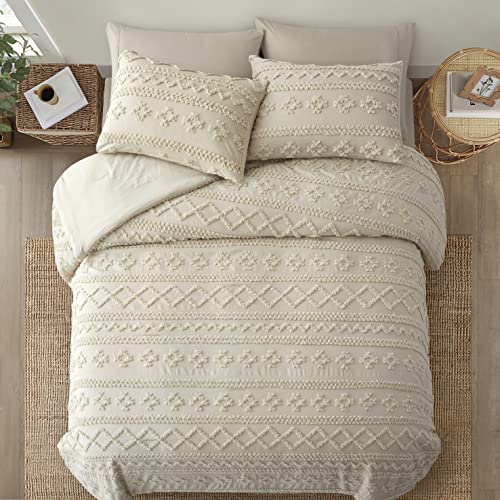 Oli Anderson Beige King Comforter Set Tufted Geometry Bedding Set King 3 Pieces, Boho Shabby Chic Comforter With 2 Pillowcases (Beige,King) #TOP4