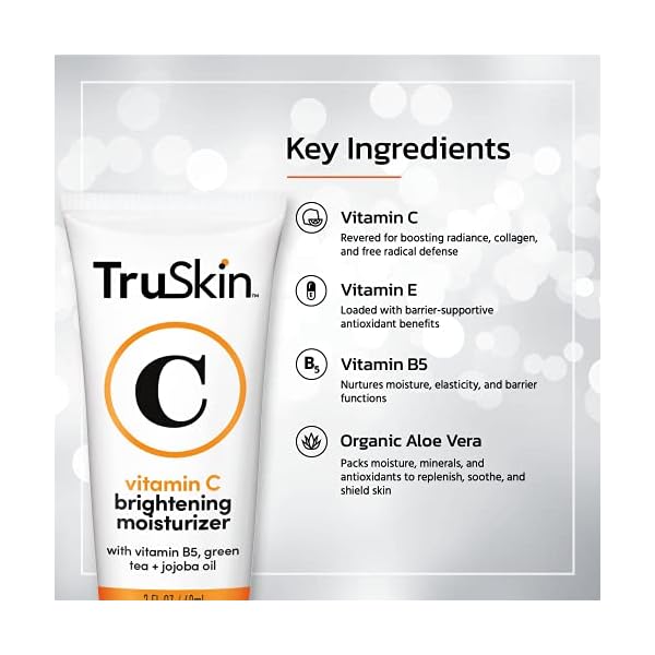 TruSkin Vitamin C Face Moisturizer for Women â Brightening, Anti Aging, Hydrating, Skin Wrinkle Cream â Vitamin B5, Vitamin E, Jojoba Oil, Aloe Vera & Green Tea, 2 fl Oz