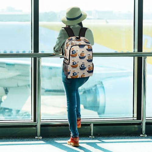 AIXIWAWA Lightweight Hiking Backpacks Cute Boats Print, Foldable Waterproof Daypack for Commute Travel3