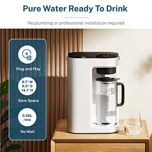 Bluevua Ro100Ropot-Lite Countertop Reverse Osmosis Water Filter System, 5 Stage Purification, 3:1 Pure To Drain, Portable Water Purifier (No Installation Required) (White) #TOP1