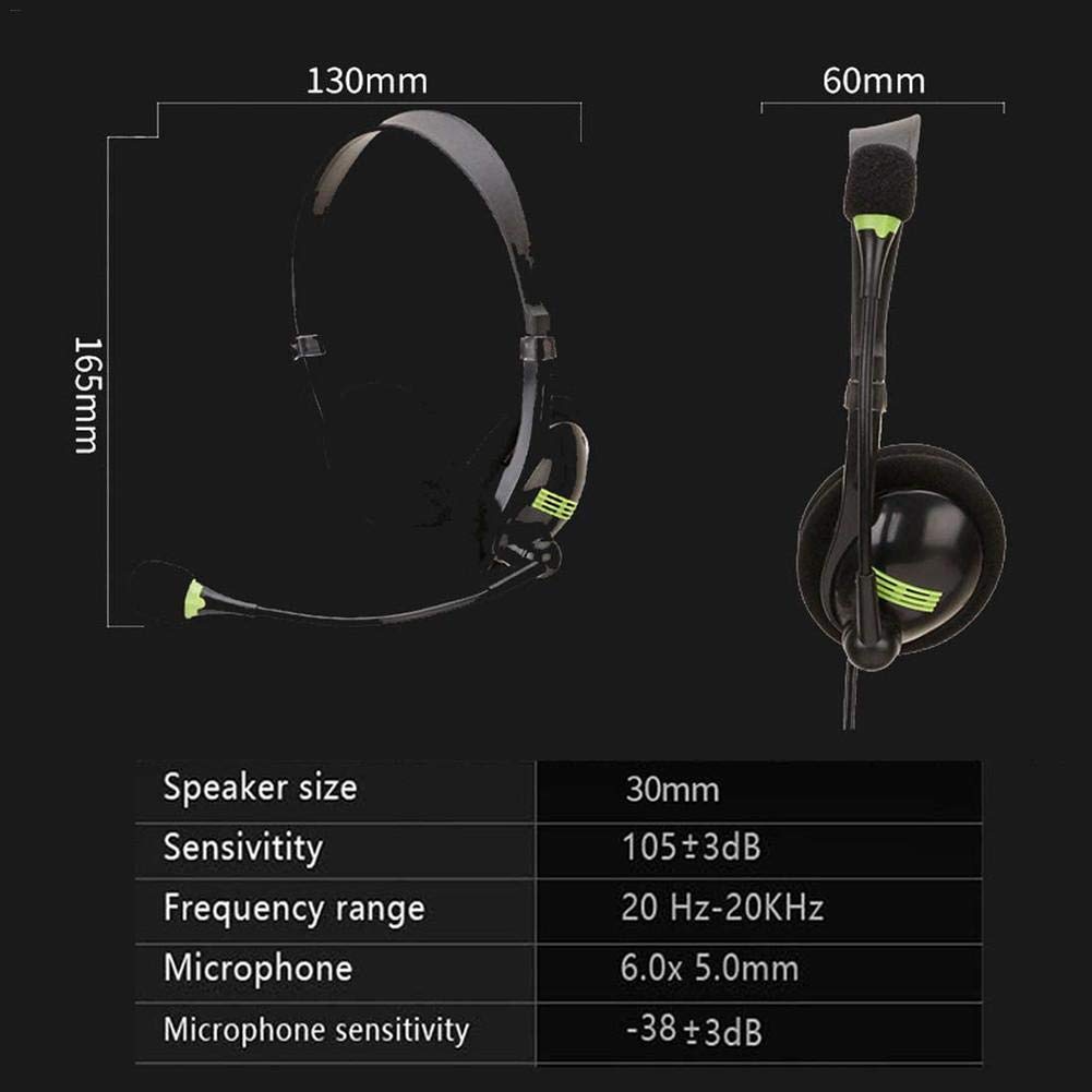 N/X Zestaw słuchawkowy USB do gier stereo słuchawki komputerowe lekki kabel nauszne lekki, wygodny z elastycznym mikrofonem uniwersalny do komputerów laptopów PC