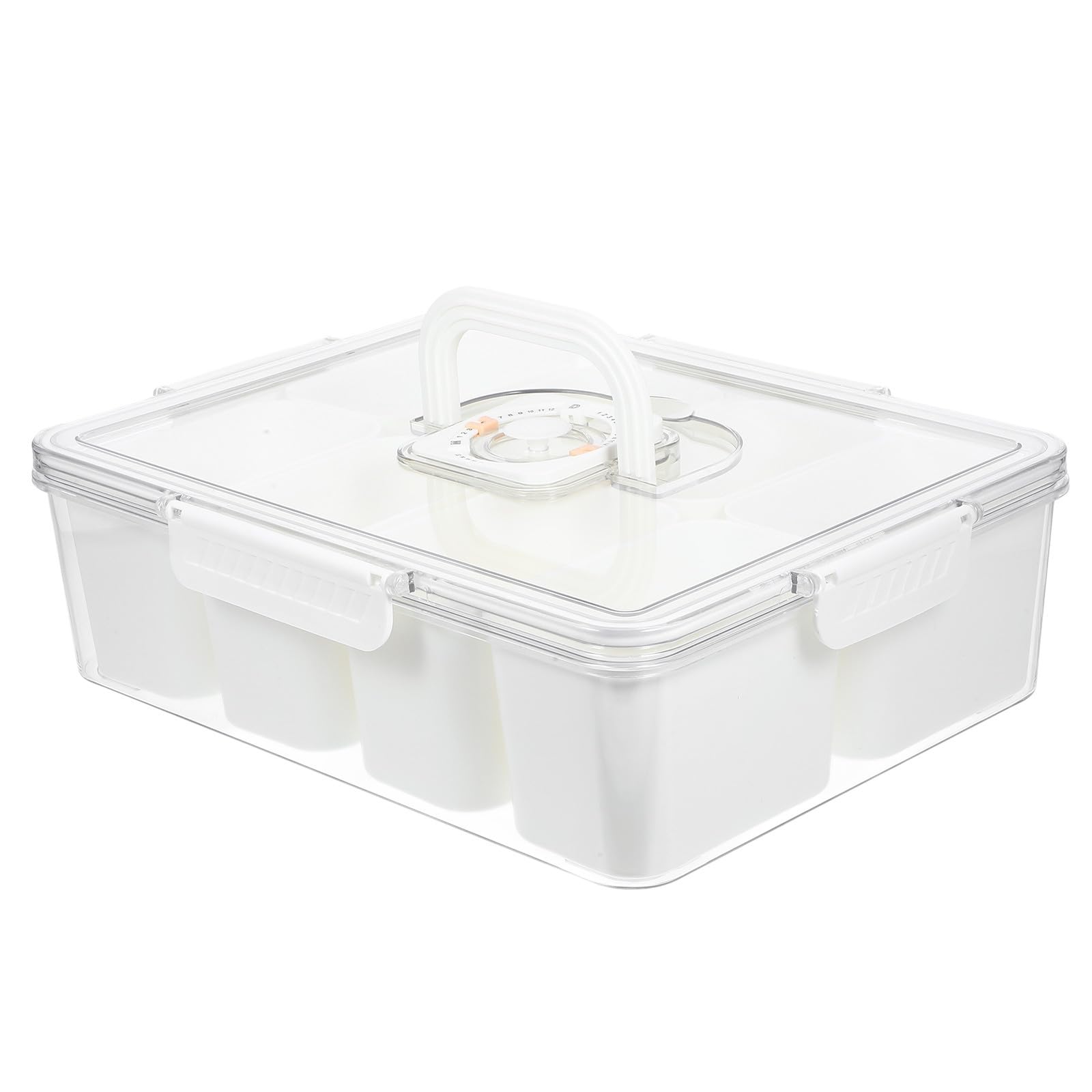 Gadpiparty Caja Portátil para Bocadillos con 8 Compartimentos PET PP Blanco