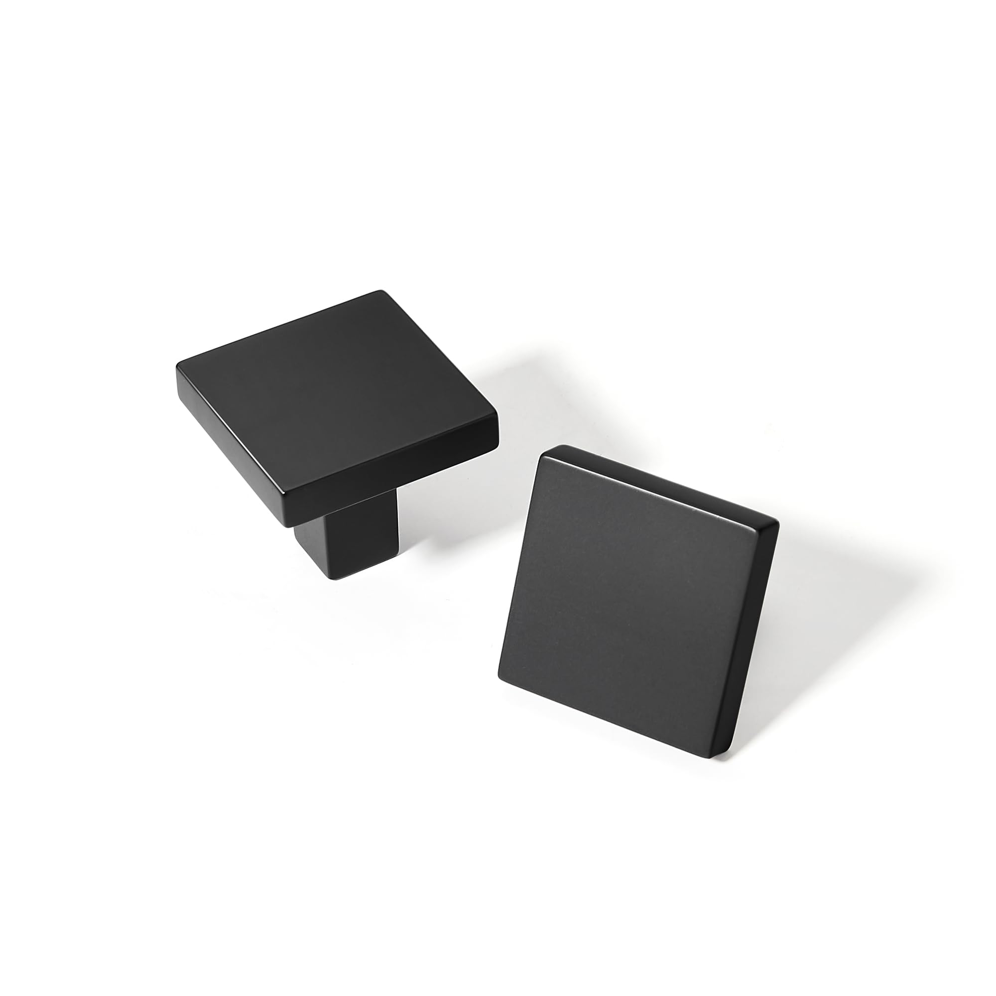 TUNNY Pomo cuadrado de espejo de un solo agujero para gabinete, perilla de hardware de un solo agujero de níquel negro mate (10 piezas) para gabinete de cocina, dormitorio, aparador, armario y muebles