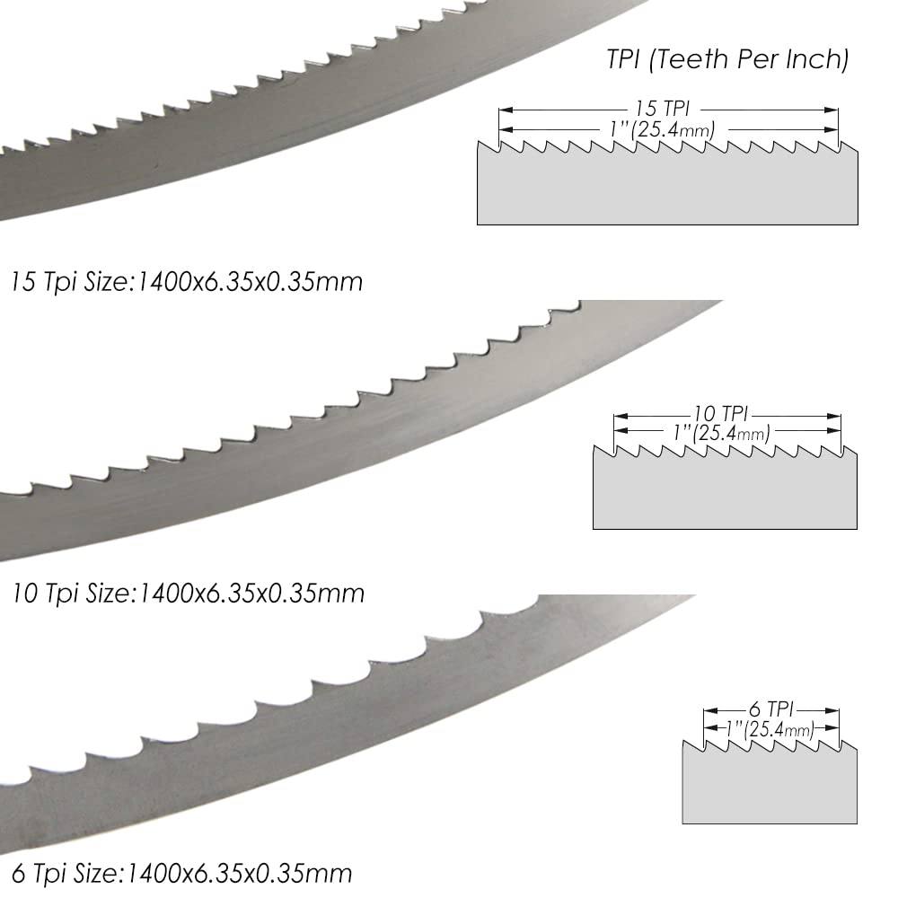 Brzeszczot do piły taśmowej, jakość premium, 2PC 1400mm brzeszczot do piły taśmowej do cięcia drewna taśma do piły 1400x6.35x0.35mm akcesoria narzędziowe do obróbki drewna dla dla einhelI TPI 6 10 15(