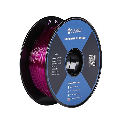 SainSmart - TPU-PUR-0.8KG1.75 Purple Flexible TPU 3D Printing Filament, 1.75 mm, 0.8 kg, Dimensional Accuracy +/- 0.05 mm