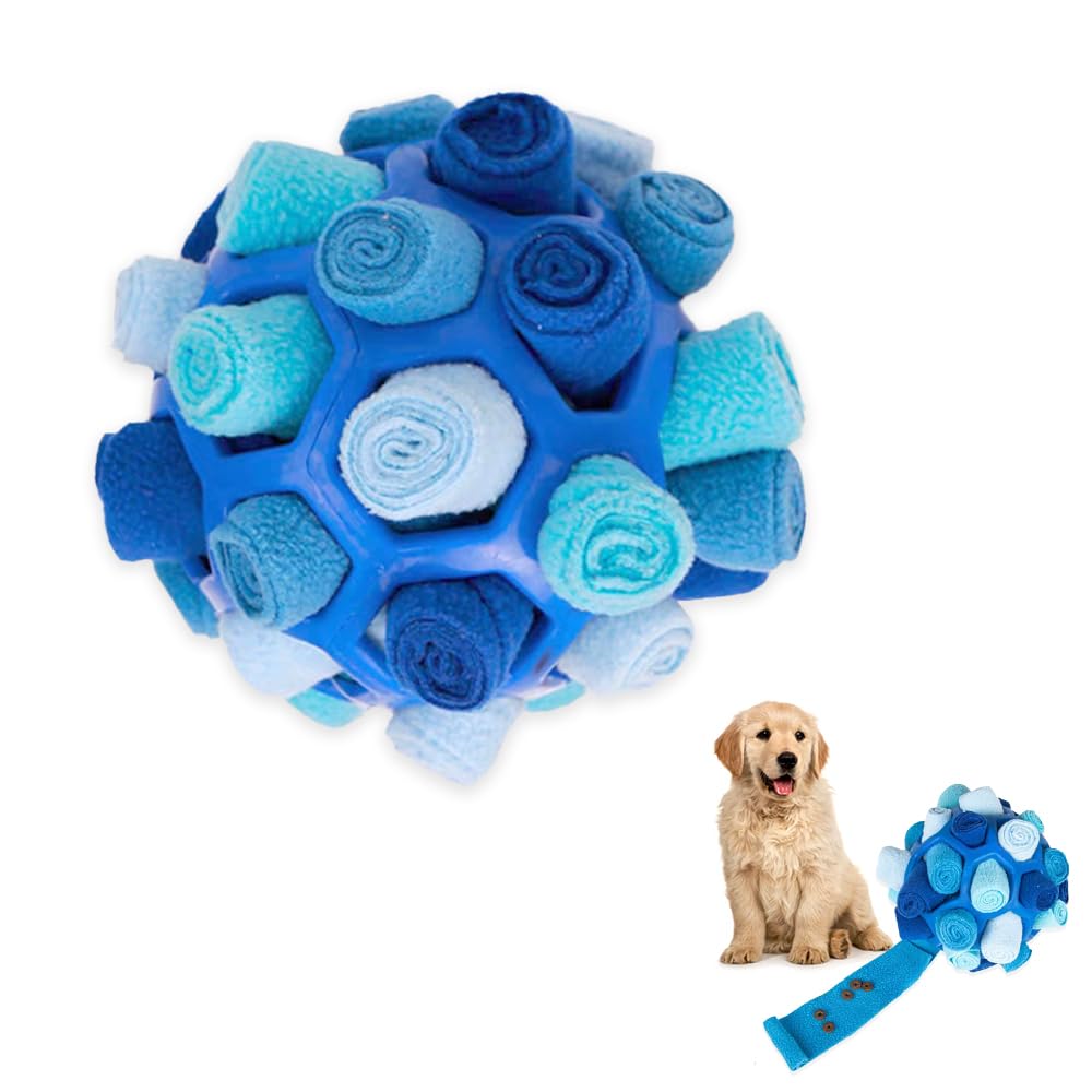 ZOESURE Pelota olfateadora para Perros, Juguete Rompecabezas para Perros, Juguete Interactivo portátil, Alfombrilla olfateadora, Pelota Inteligente para Perros pequeños, medianos y Grandes(Azul)