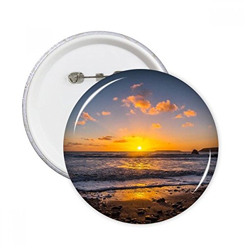Badge bouton océan bleu mer plage nature pin's rond pour customisation vêtement lot de 5