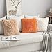 MIULEE Set of 2 Fall Luxury Faux Fur Throw Pillow Cover Deluxe Decorative Plush Pillow Case Cushion Cover Shell for Sofa Bedroom Car 18x18 Inch Orange Halloween
