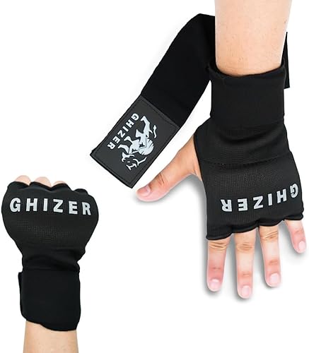 Miniatura 4 de Juego de guantes de gel, correas de muñeca rápidas de 31.5 in de largo y vendas de boxeo de 180 pulgadas elásticas con lazo para el pulgar.