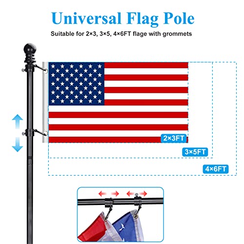 Kaekat Flag Pole Kit For House - 6Ft Railing Flag Pole Kit With Two-Position Bracket - Metal Flag Pole Holder For House, Balcony Railing, Garden Or Commercial Use - Two Installation Methods #TOP4