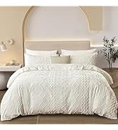 YASMENG Beddengoed, boho, 200 x 200 cm, beige, getuft, geometrisch geruit, esthetisch, modern, 3-delig, zachte microvezel dekbedovertrekset met ritssluiting en 2 kussenslopen van 80 x 80 cm