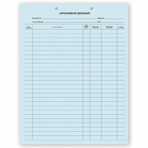 Dental Appointments Necessary Forms 2 Hole Punch Blue Bond (250)