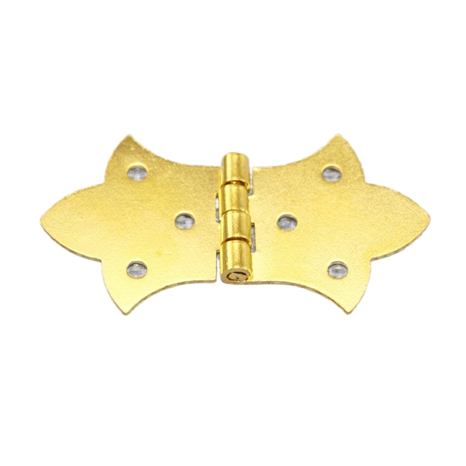 Nvsfzgiyg Gold Hinge, 10Pcs 31Mm X57mm Miniature Antique Bronze Laciness Door Cabinet Drawer Jewelry Jewellery Box(Gold)