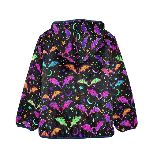 Colorful Bats Boys Fleece Hoody Jacket Zip Up Coat Warm Fall Winter Plush Jacket Long Sleeve Outerwear2