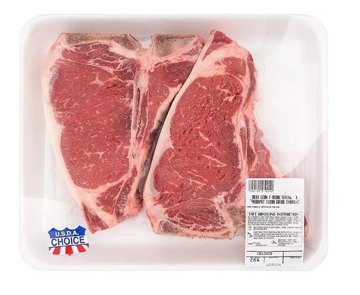 Beef T-Bone Steak Bone In. The primary difference between porterhouse and T-bone steak is their tenderloin size, with it being larger in the porterhouse. Because of this, these T-bone steaks are great for grilling, with the bone adding a great flavor. Two steaks are included per each package. [ 44 oz , 2.75 lb ]