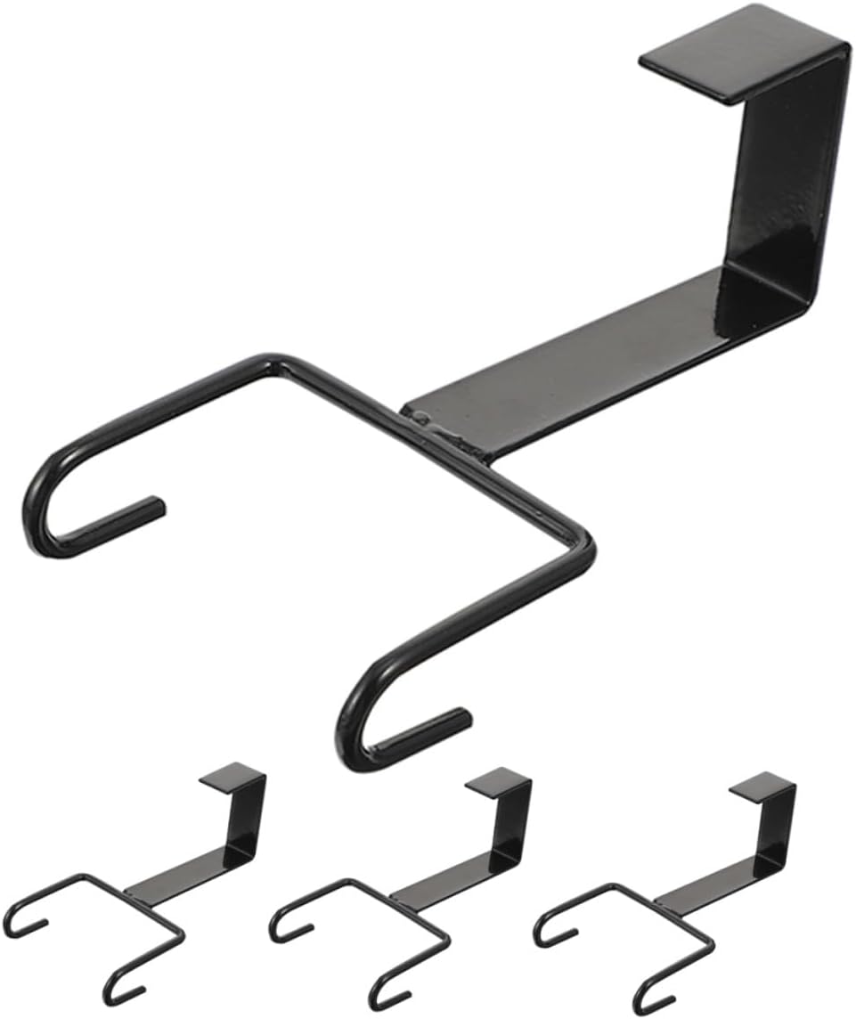 Lurrose 4pcs Heavy Duty Black Metal Wreath Hangers Over-the-Door Hooks for Front Door Outdoor Christmas Garland and Holiday Decoration
