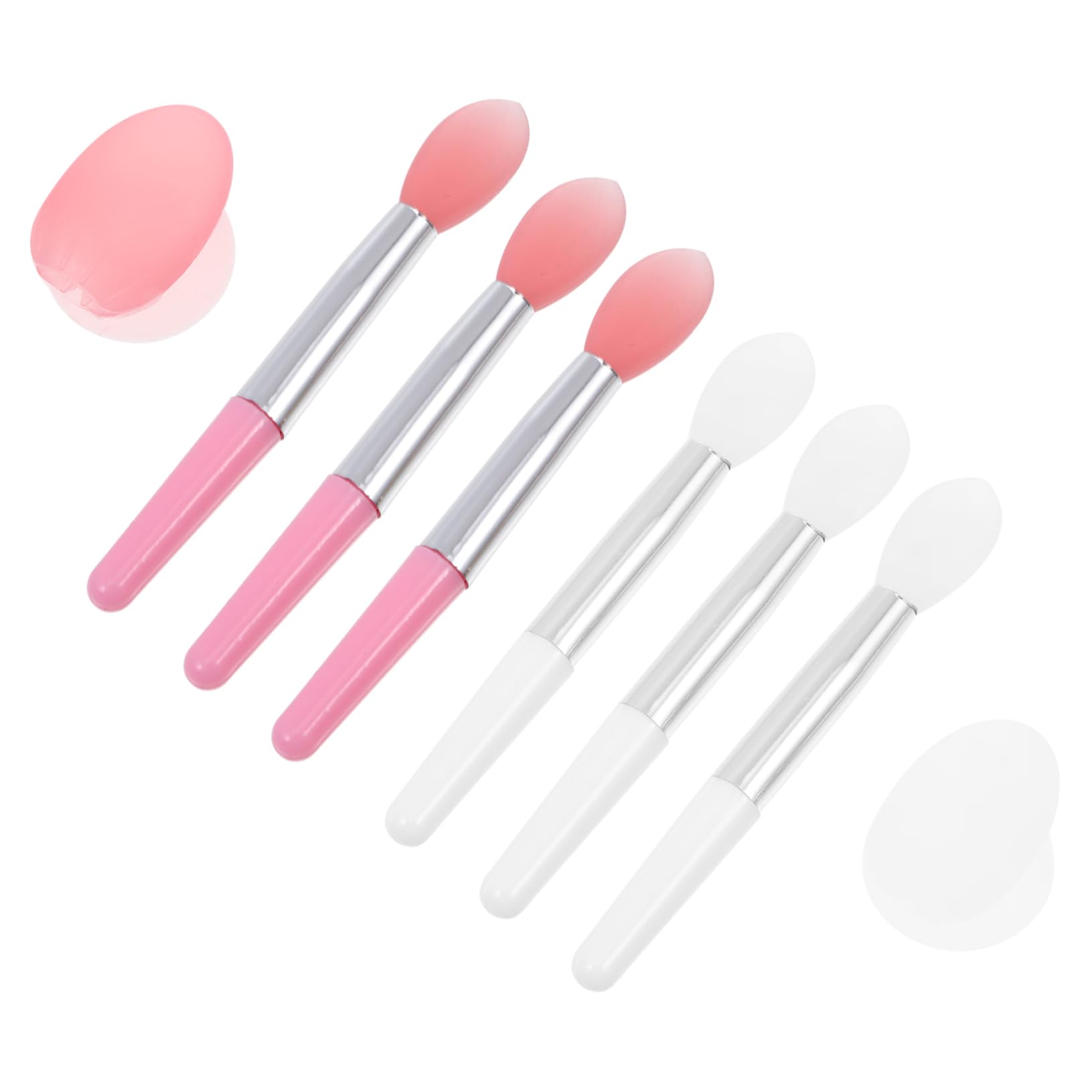 PartyKindom 2 Sets Lip Mask Applicator Brush Kit Accessory Handles Portable and Stylish for Daily and Professional Use