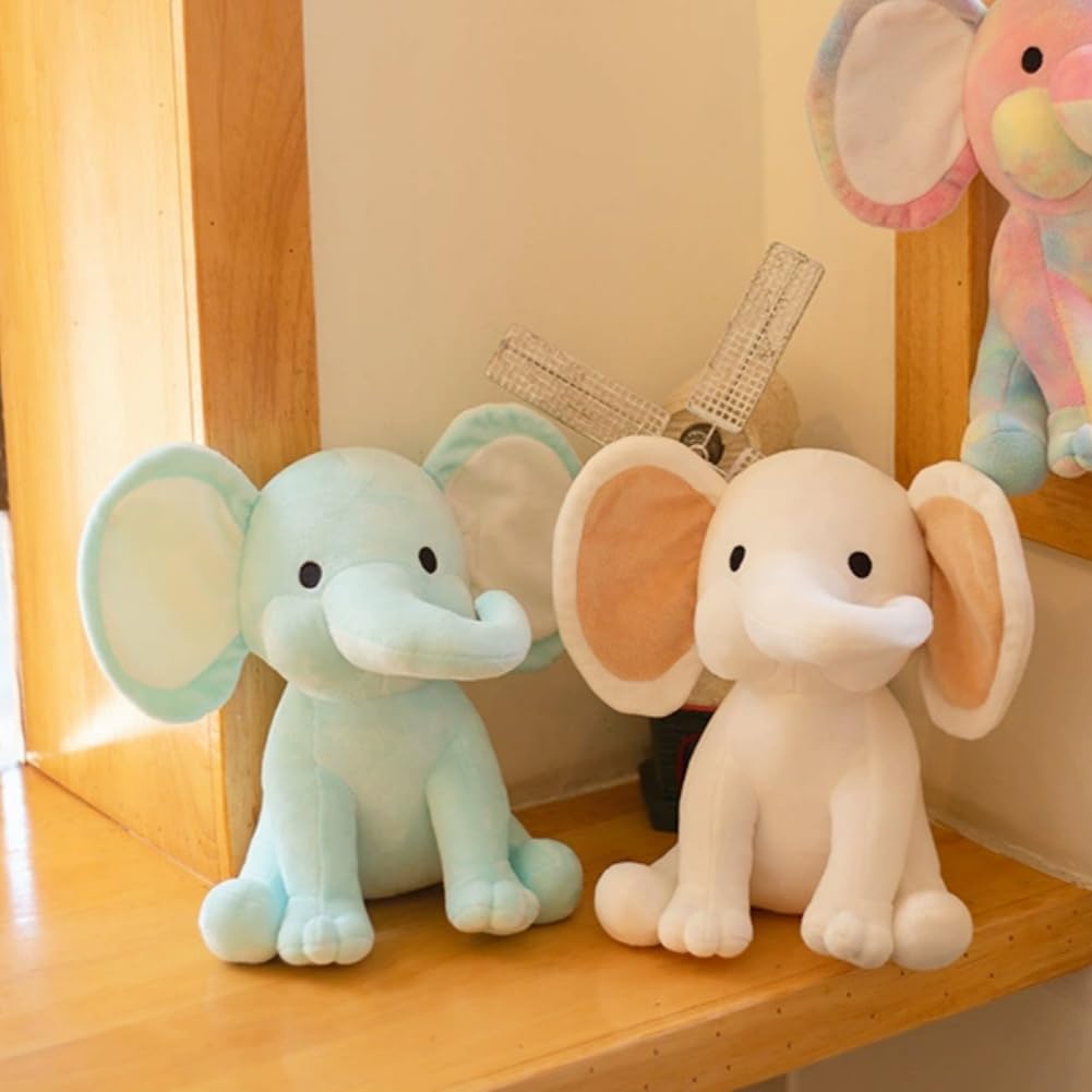 AOLIAY 25cm Cute Colorful Elephant Plush Toy,Soft Stuffed Animal Plush Doll,Cuddly Elephant Gifts for Baby Girls Boys,Comfort Companion Toddlers,Perfect Bedroom Nursery Sofa Home Decor(Blue) - Image 4