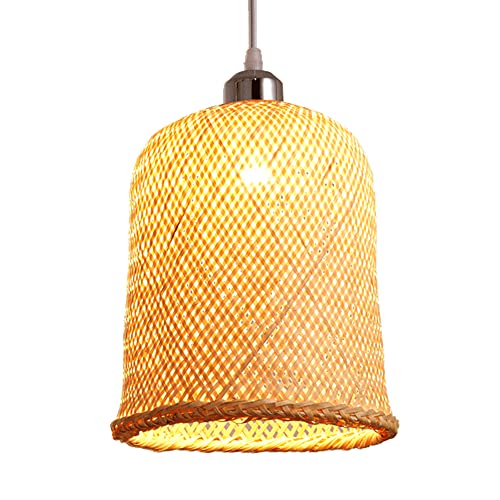WGFJKI Cesto in Stile Cinese Luci a Sospensione Arte del bambù Lampada a Sospensione Sala da tè Elegante Lampadario Piatto Caldo Ristorante Apparecchio di Illuminazione a soffitto per Cucina, Camera