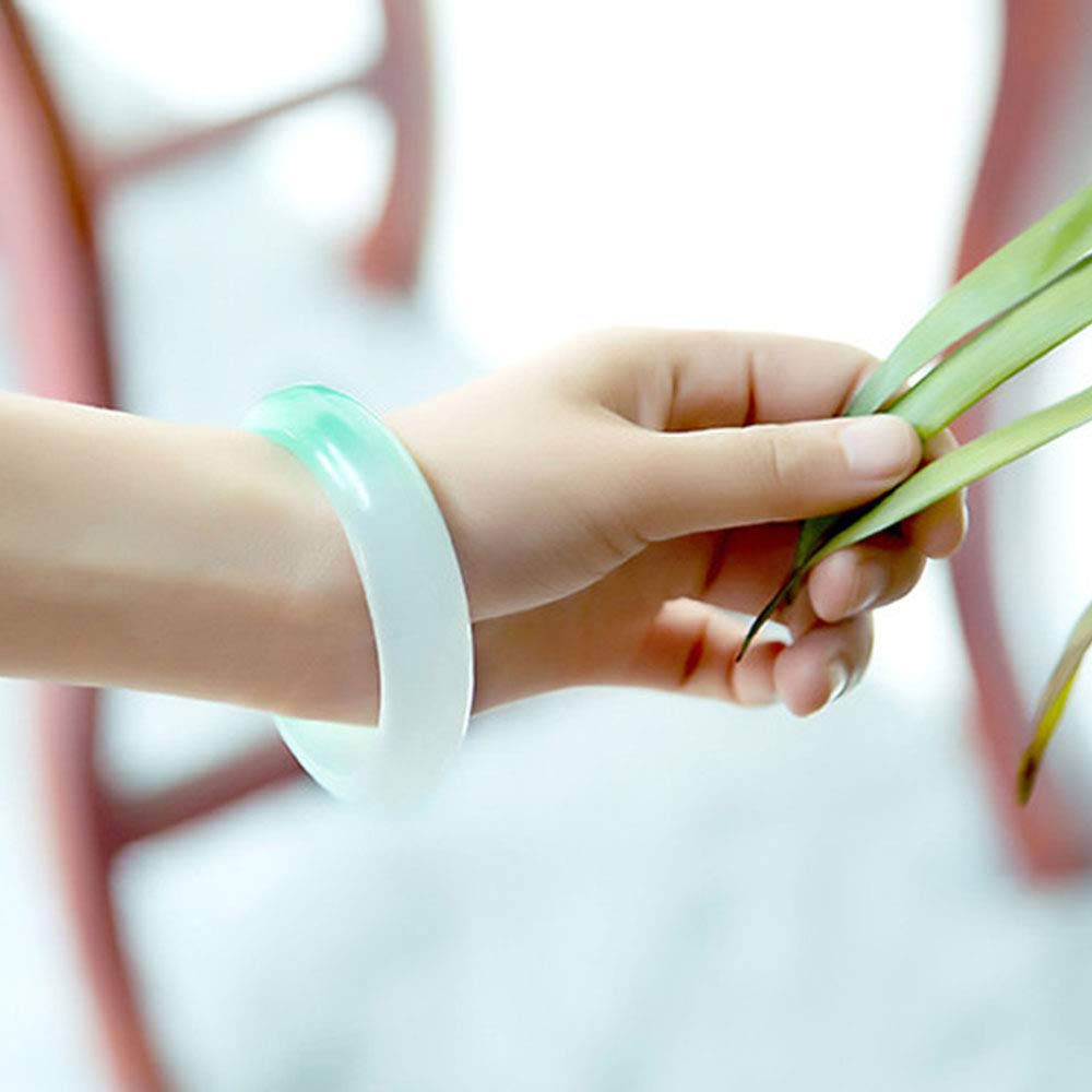 Bracciale Giada, Braccialetto di Giada Verde, Braccialetto Giada di Giada a Fiori Verde Naturale di Livello A Bracciale Giada Giada ghiacciata con Scatola, 58 mm