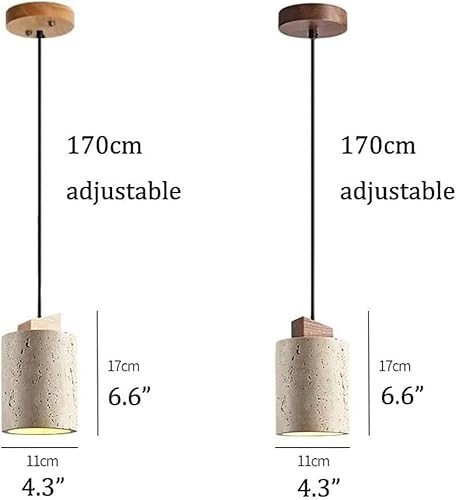 Miniatura 4 de Yellow Travertine Pendant Light Vintage Cylinder Hanging Lamp with E26E27 Base Japanese Style Solid Wood Chandelier for Kitchen Island Farmhouse