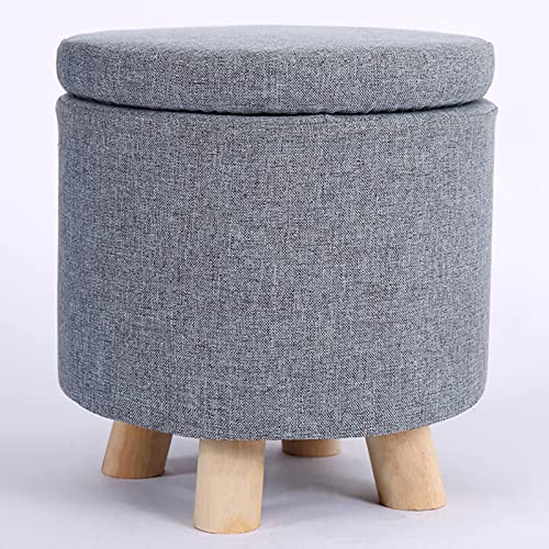 Boîte de rangement basse en coton lin pouf rond et empilable