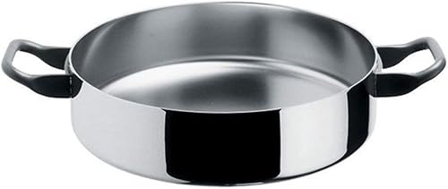Alessi La Cintura Di Orione - Cacerola baja (11.0 in, dos asas, acero inoxidable 1810)